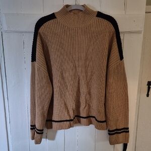 Sanctuary XL Tan and Black Cowl Neck Sweater